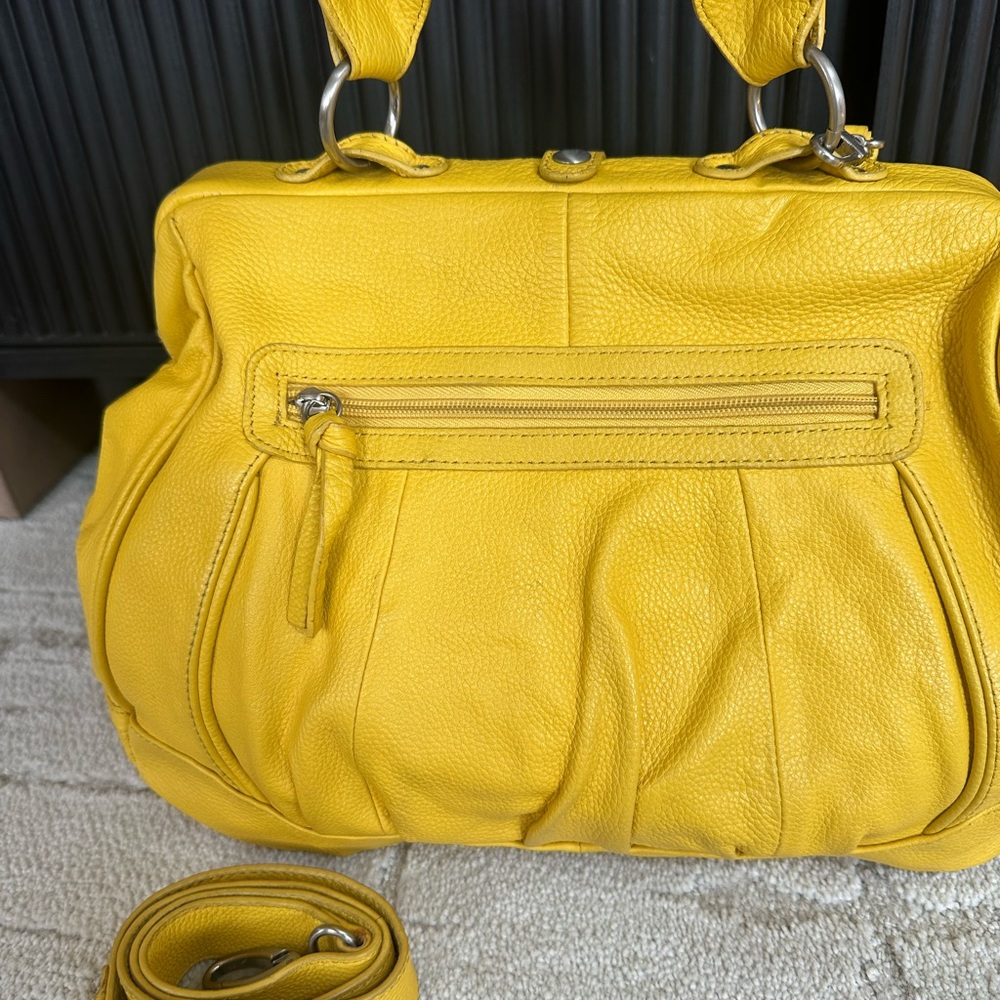Hype Y2K Yellow Pebbled Leather Satchel with Detachable Strap - Costa Del Sol - Picture 8 of 13
